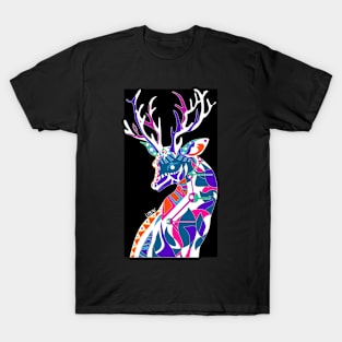 black dear Reindeer ecopop cute mexican pattern of the wild art T-Shirt